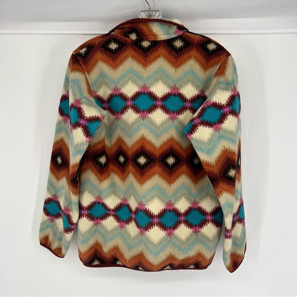 Patagonia Chevron Synchilla Snap Button High Neck Outdoor Fleece Pullover XS - Picture 8 of 8